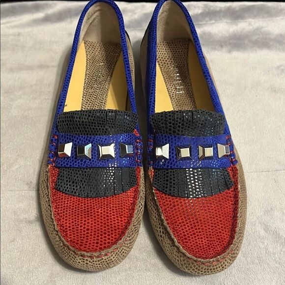 Vaneli Women's Narrow Lizard Embossed Studded Loafers Driving Shoes - Picture 1 of 10